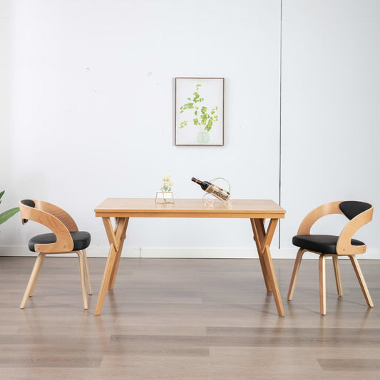 Chaises de salle à manger lot de 2 noir bois courbé et similicuir BEGIN