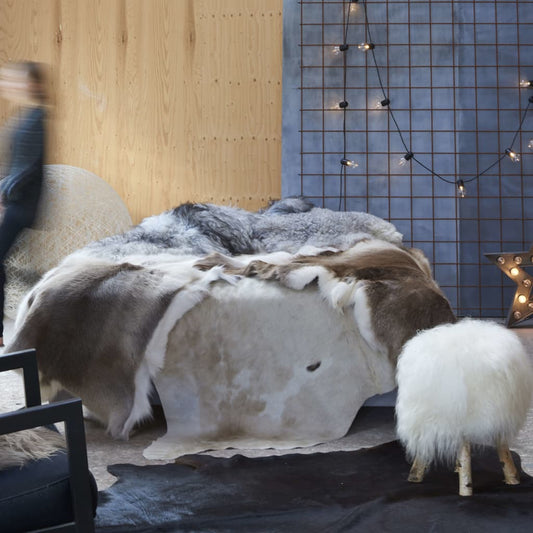 Tappeti in vera hide di mucca marrone e bianca 150 x 170 cm