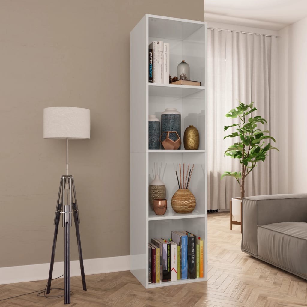 Bibliothèque/Meuble TV Blanc brillant 36x30x143 cm Aggloméré