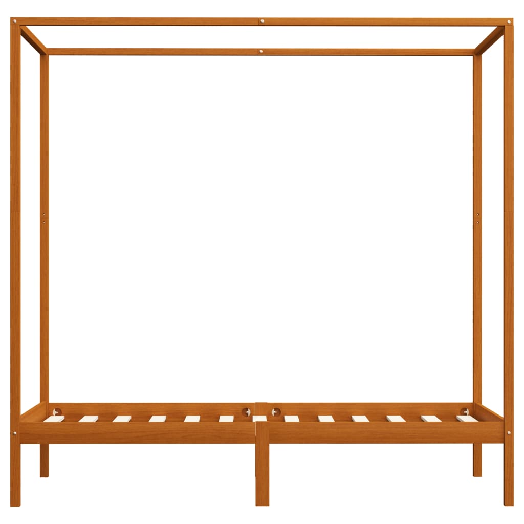 Lit à baldaquin EDOUARD Marron miel Pin massif 100x200 cm