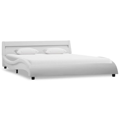 Lit avec sommier LED Blanc Similicuir WAVE FUTURA