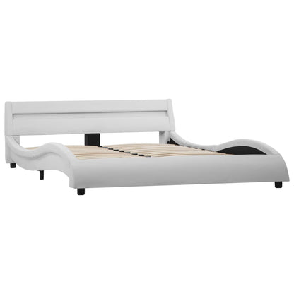 Lit avec sommier LED Blanc Similicuir WAVE FUTURA