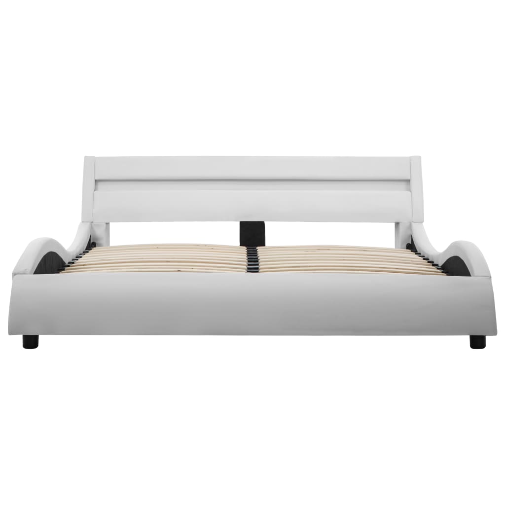 Lit avec sommier LED Blanc Similicuir WAVE FUTURA