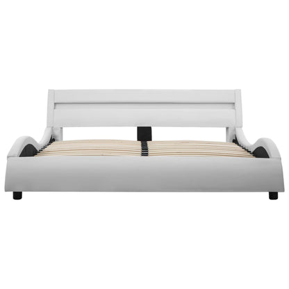 Lit avec sommier LED Blanc Similicuir WAVE FUTURA