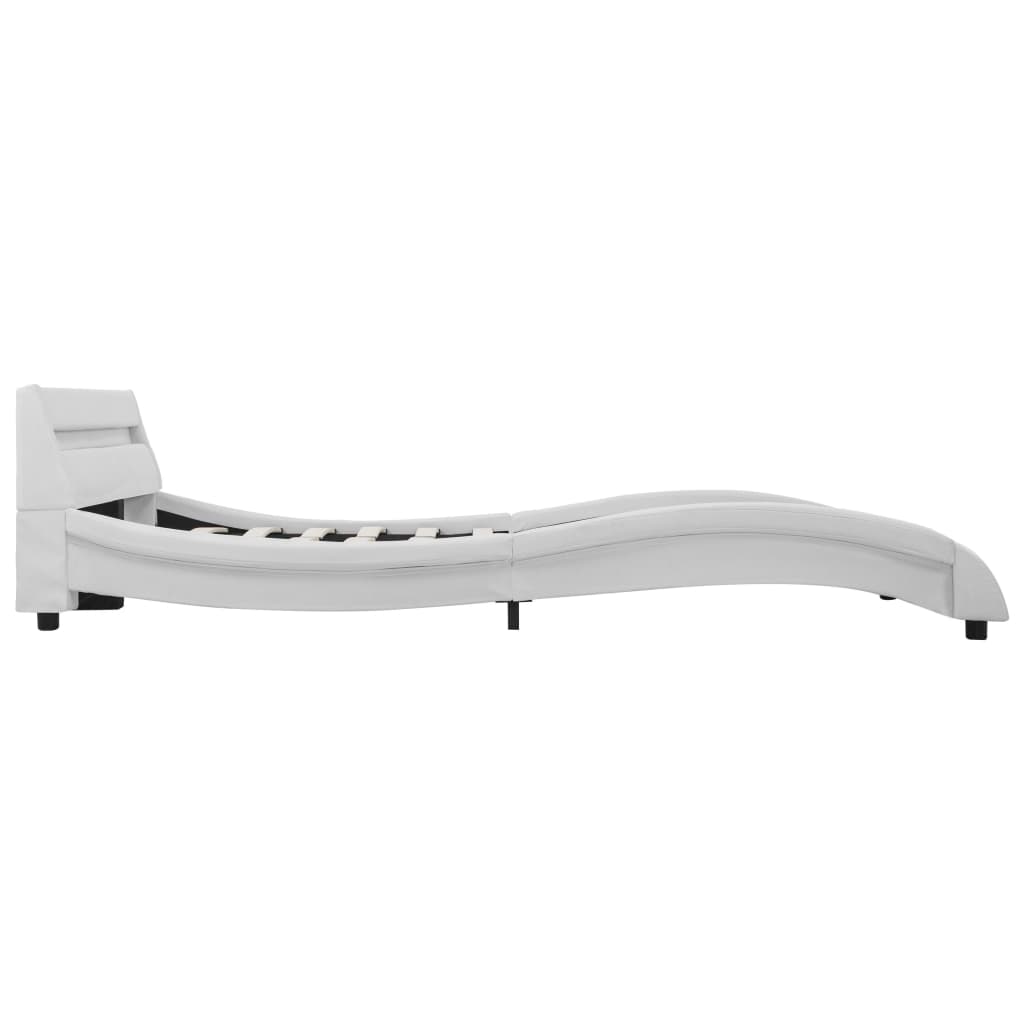 Lit avec sommier LED Blanc Similicuir WAVE FUTURA