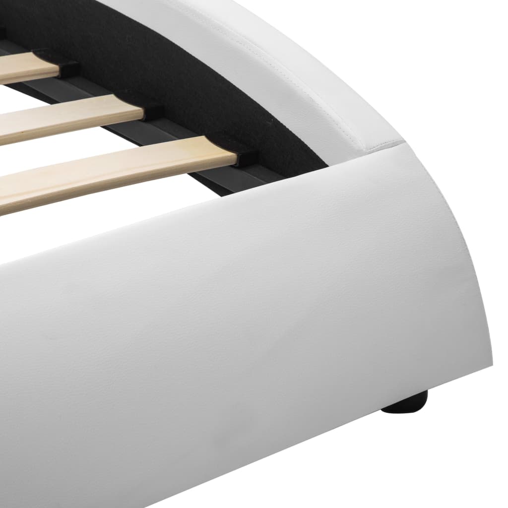 Lit avec sommier LED Blanc Similicuir WAVE FUTURA