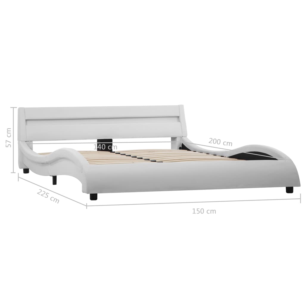 Lit avec sommier LED Blanc Similicuir WAVE FUTURA