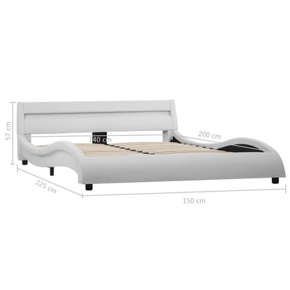 Lit avec sommier LED Blanc Similicuir WAVE FUTURA