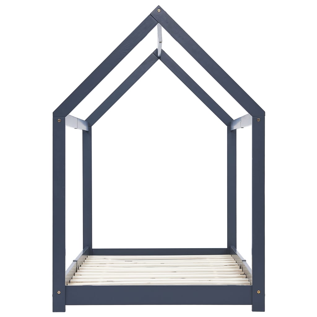 Cadre de lit d'enfant Gris  Bois de pin massif 90 x 200 cm