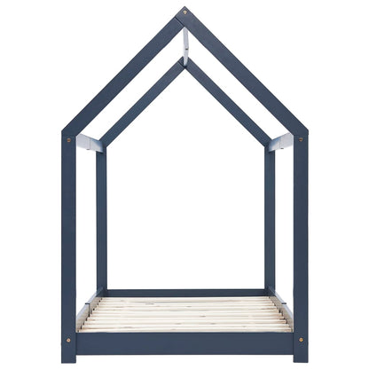 Cadre de lit d'enfant Gris  Bois de pin massif 90 x 200 cm
