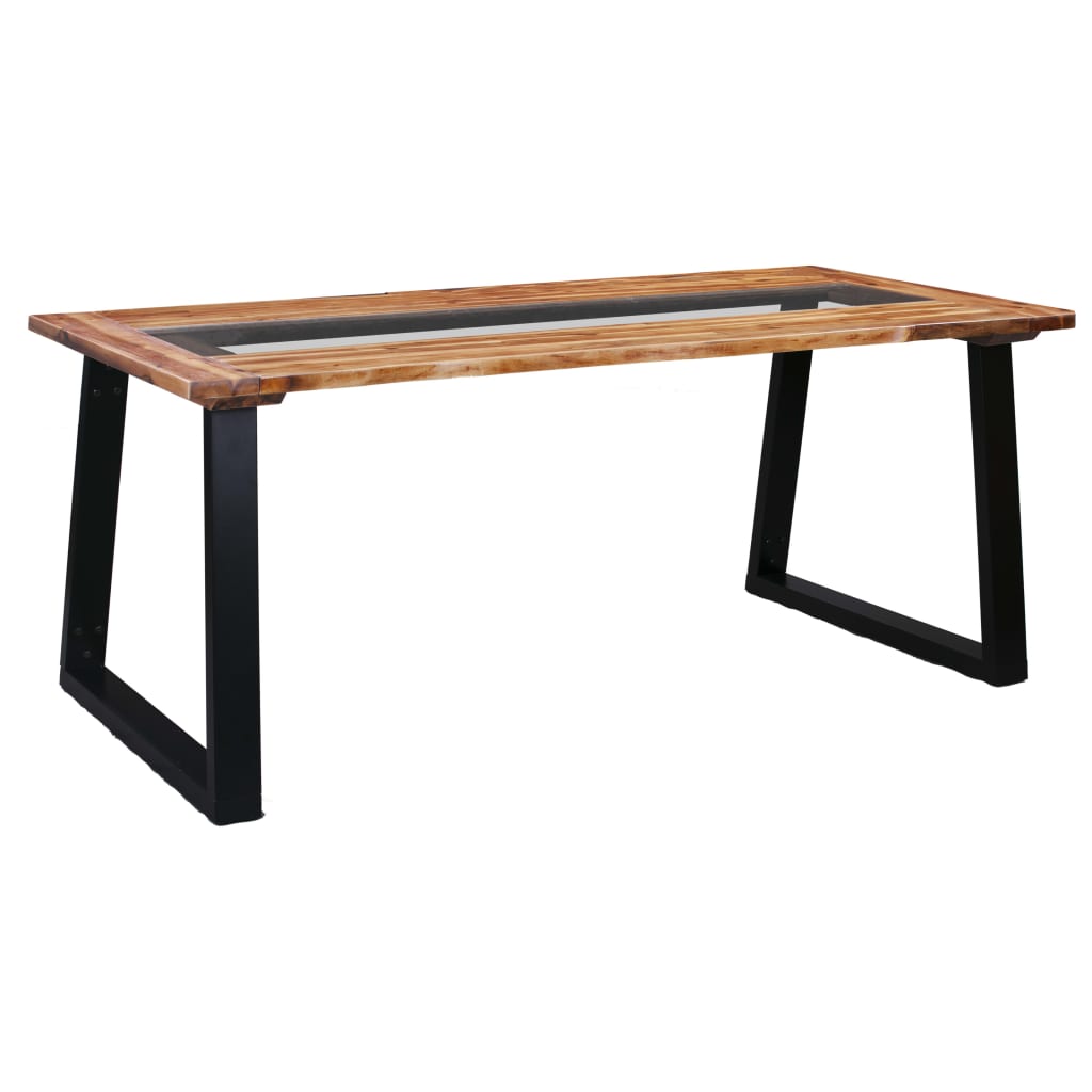 Table de salle à manger 180cm Bois d'acacia et verre