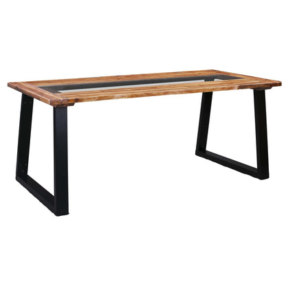 Table de salle à manger 180cm Bois d'acacia et verre