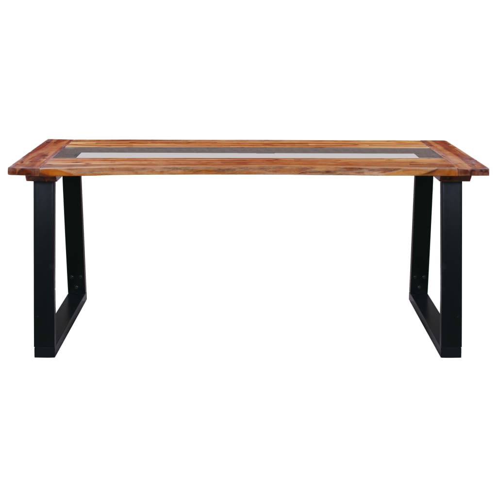 Table de salle à manger 180cm Bois d'acacia et verre