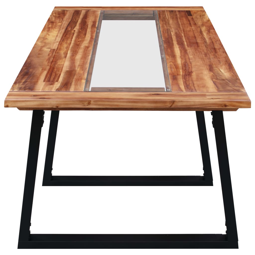 Table de salle à manger 180cm Bois d'acacia et verre