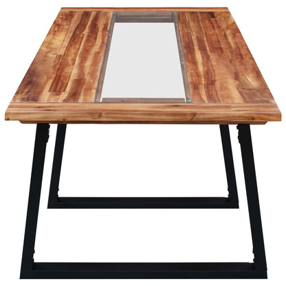 Table de salle à manger 180cm Bois d'acacia et verre