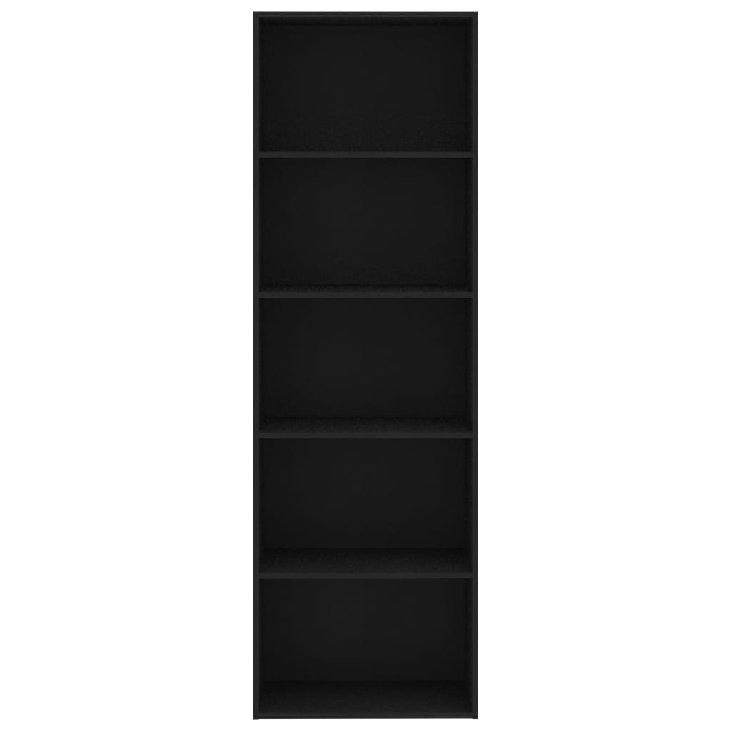 Bibliothèque à 5 niveaux Noir 60x30x189 cm Aggloméré
