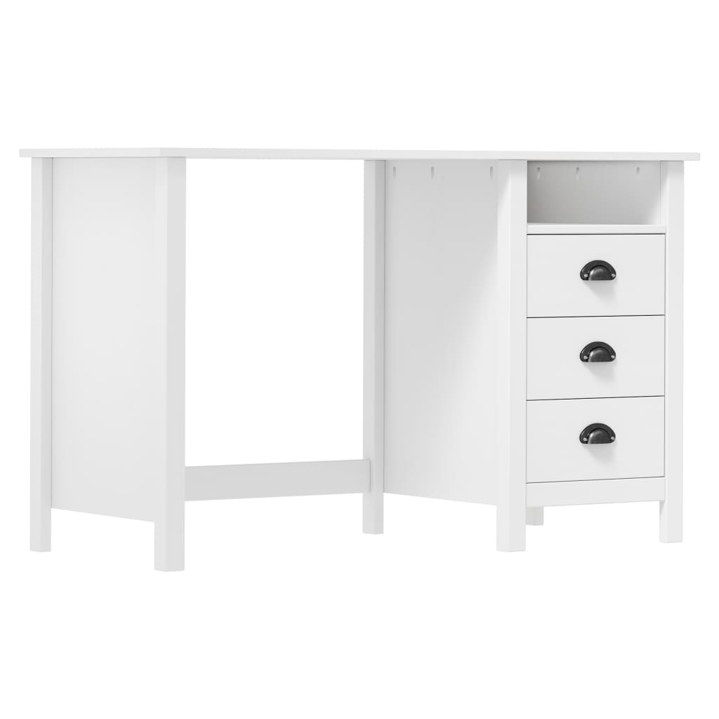 Scrivania collinare con 3 cassetti 120x50x74 cm in legno di pino solido