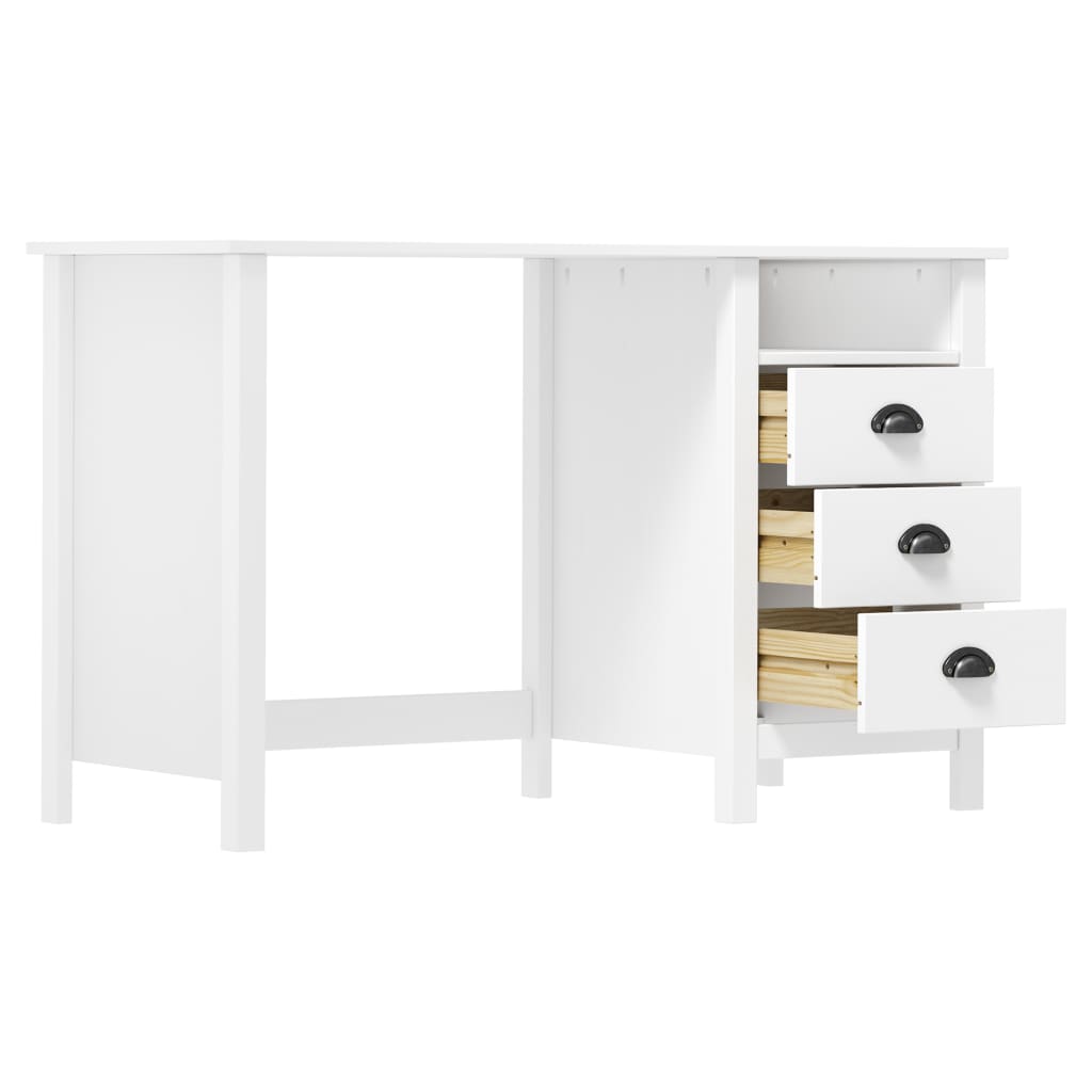 Scrivania collinare con 3 cassetti 120x50x74 cm in legno di pino solido