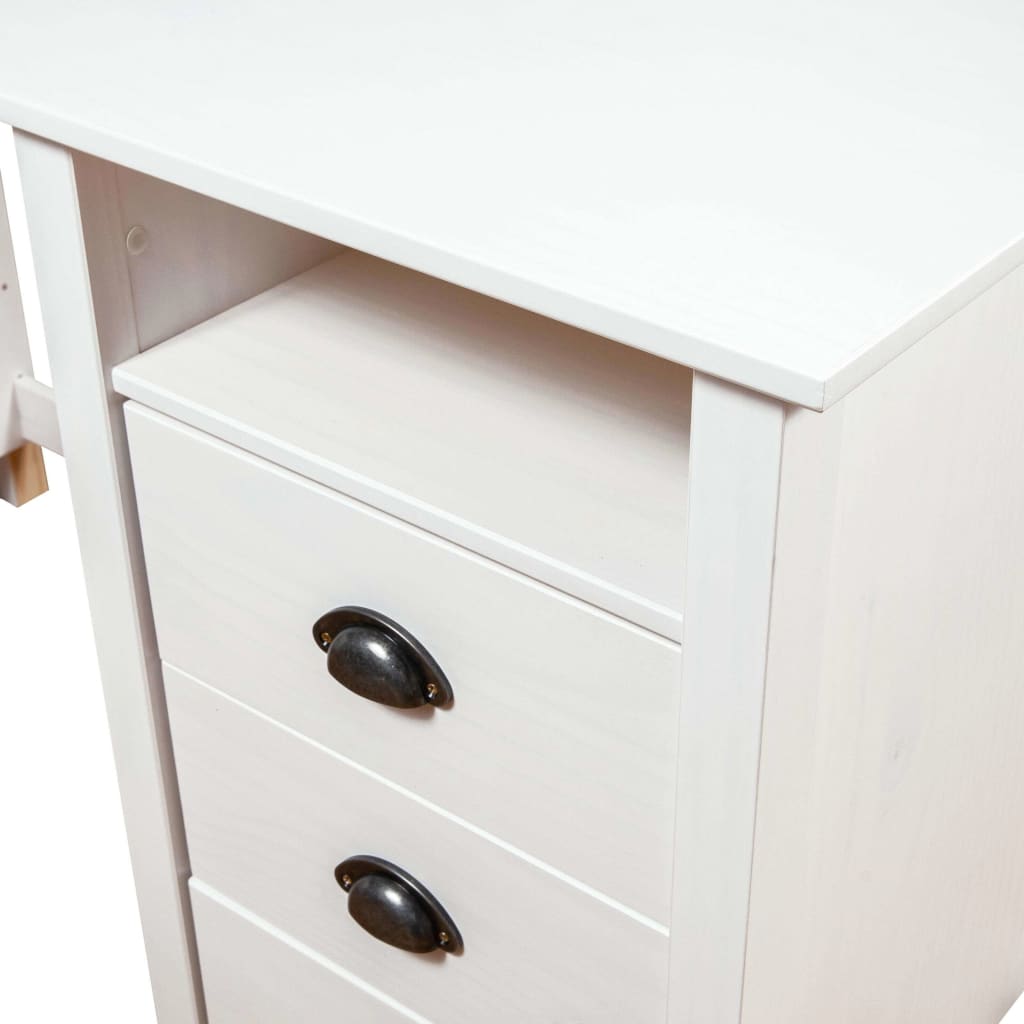 Scrivania collinare con 3 cassetti 120x50x74 cm in legno di pino solido