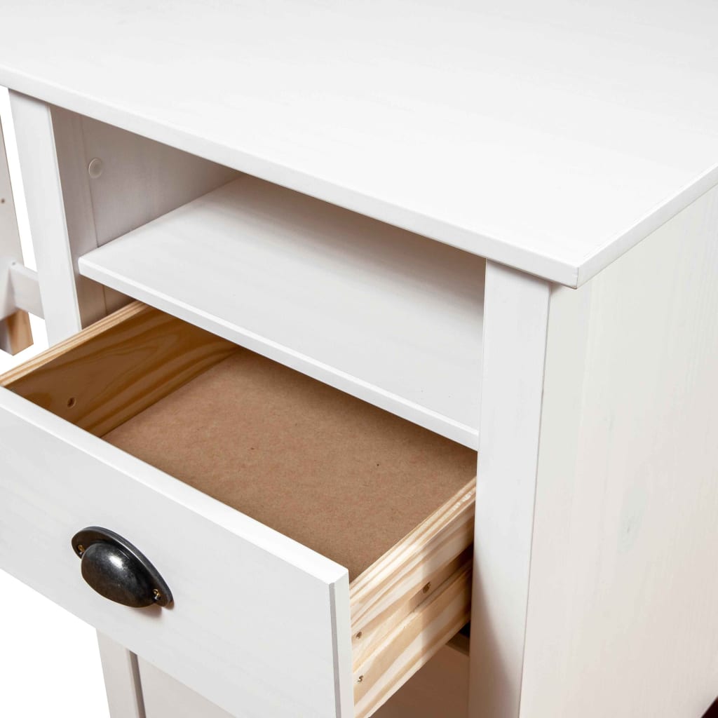 Scrivania collinare con 3 cassetti 120x50x74 cm in legno di pino solido
