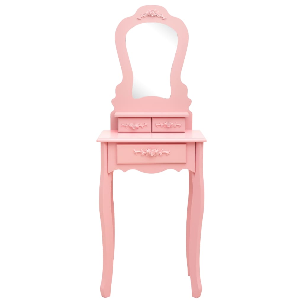 Ensemble Coiffeuse avec tabouret Rose 50x59x136 cm Paulownia