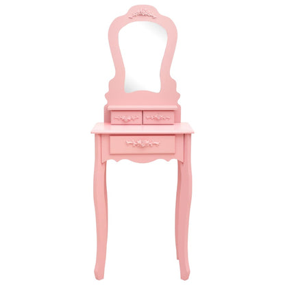 Ensemble Coiffeuse avec tabouret Rose 50x59x136 cm Paulownia