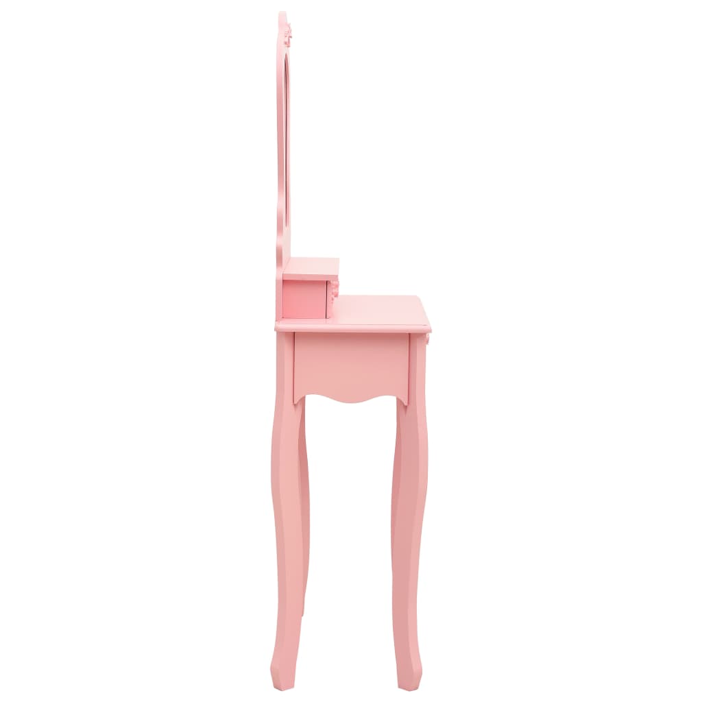 Ensemble Coiffeuse avec tabouret Rose 50x59x136 cm Paulownia