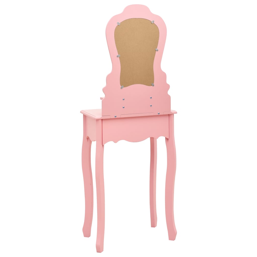 Ensemble Coiffeuse avec tabouret Rose 50x59x136 cm Paulownia