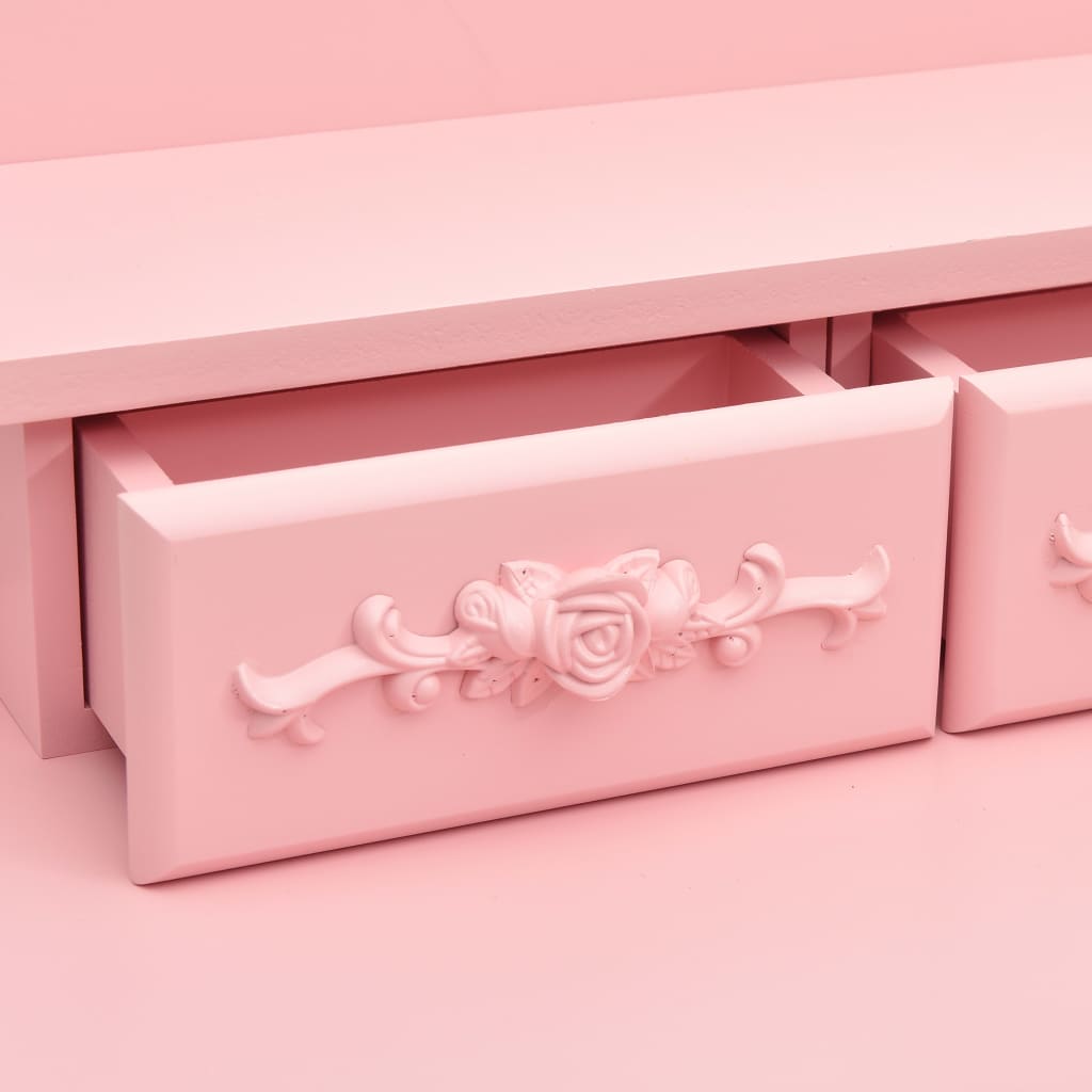 Ensemble Coiffeuse avec tabouret Rose 50x59x136 cm Paulownia