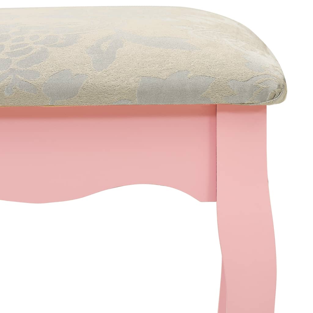 Ensemble Coiffeuse avec tabouret Rose 50x59x136 cm Paulownia