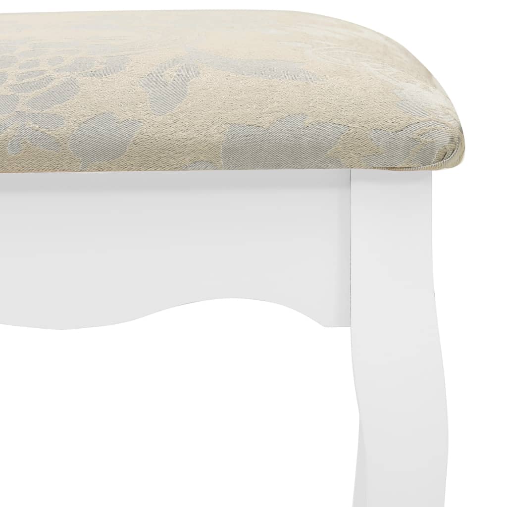 Ensemble Coiffeuse avec tabouret Blanc 80x69x141cm Paulownia