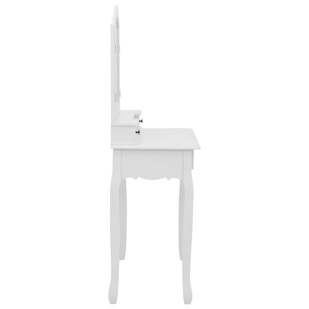 Ensemble Coiffeuse avec tabouret Blanc 80x69x141cm Paulownia
