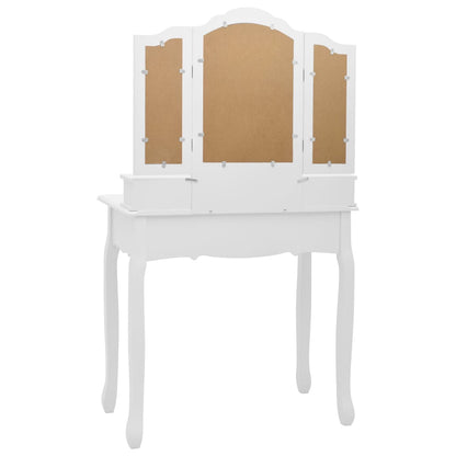 Ensemble Coiffeuse avec tabouret Blanc 80x69x141cm Paulownia