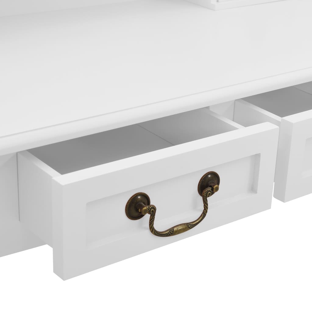 Ensemble Coiffeuse avec tabouret Blanc 80x69x141cm Paulownia