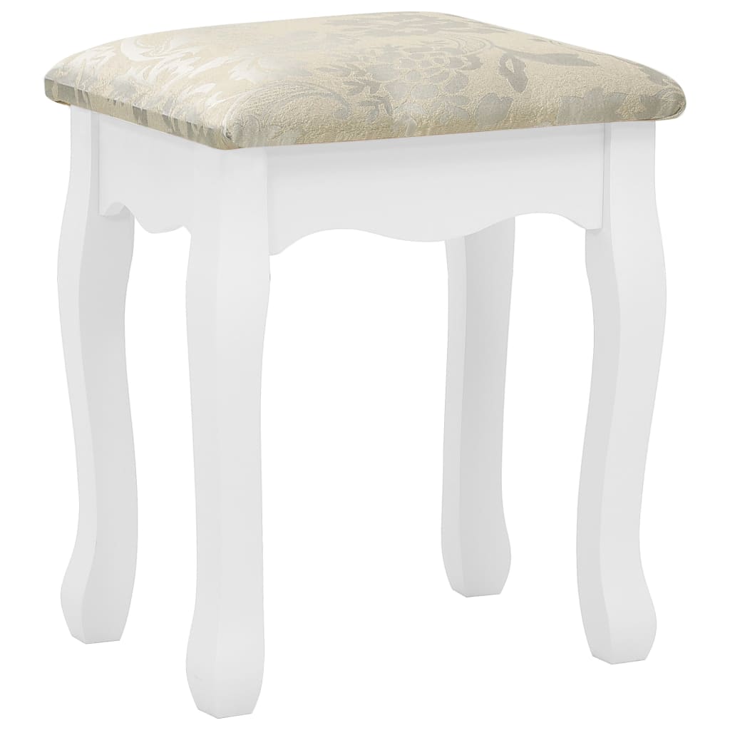 Ensemble Coiffeuse avec tabouret Blanc 80x69x141cm Paulownia