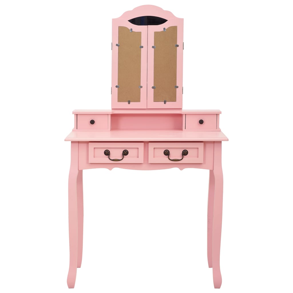 Ensemble Coiffeuse avec tabouret Rose 80x69x141 cm Paulownia