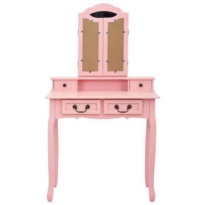 Ensemble Coiffeuse avec tabouret Rose 80x69x141 cm Paulownia