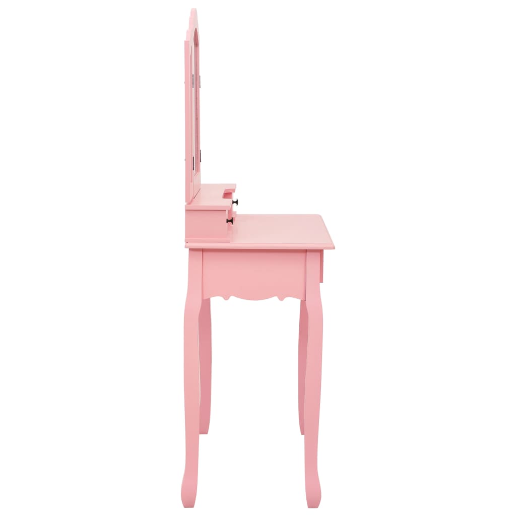Ensemble Coiffeuse avec tabouret Rose 80x69x141 cm Paulownia