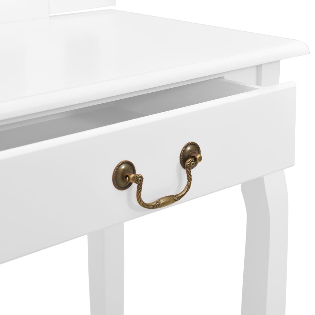 Coiffeuse et tabouret Blanc Paulownia MDF
