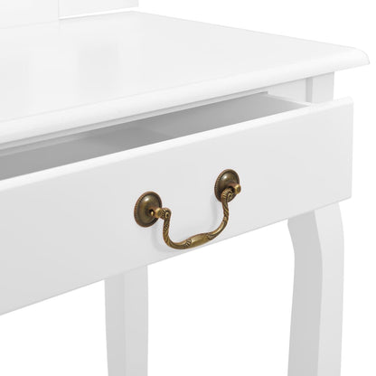 Coiffeuse et tabouret Blanc Paulownia MDF