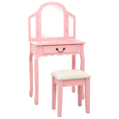 Coiffeuse et tabouret Rose Paulownia MDF