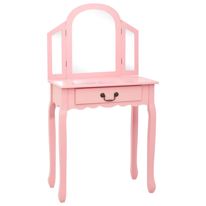 Coiffeuse et tabouret Rose Paulownia MDF