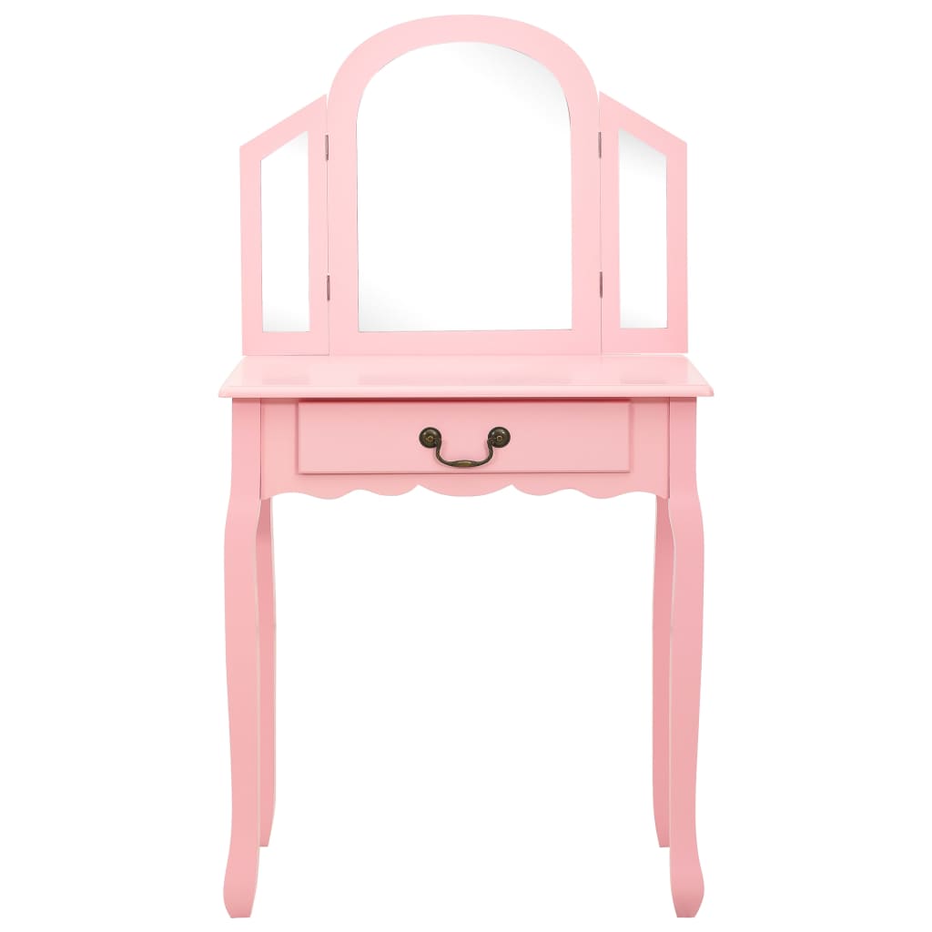 Coiffeuse et tabouret Rose Paulownia MDF