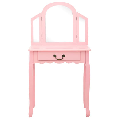 Coiffeuse et tabouret Rose Paulownia MDF