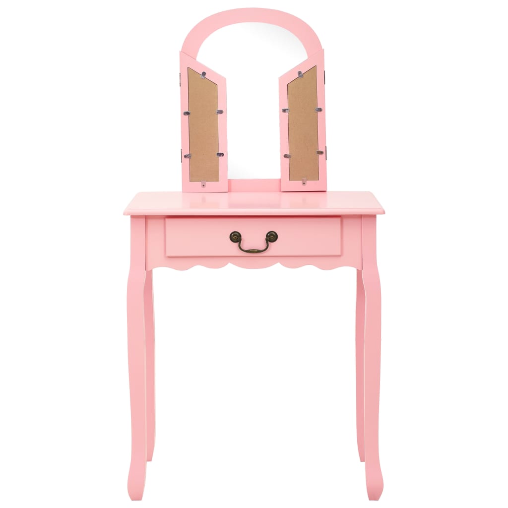 Coiffeuse et tabouret Rose Paulownia MDF