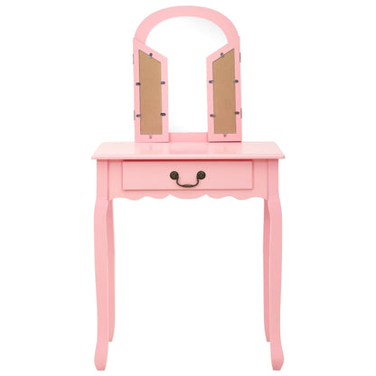 Coiffeuse et tabouret Rose Paulownia MDF