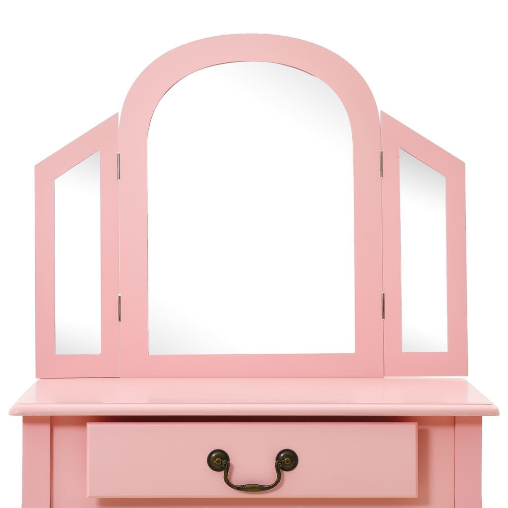 Coiffeuse et tabouret Rose Paulownia MDF