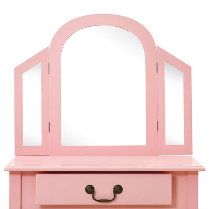Coiffeuse et tabouret Rose Paulownia MDF