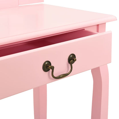 Coiffeuse et tabouret Rose Paulownia MDF