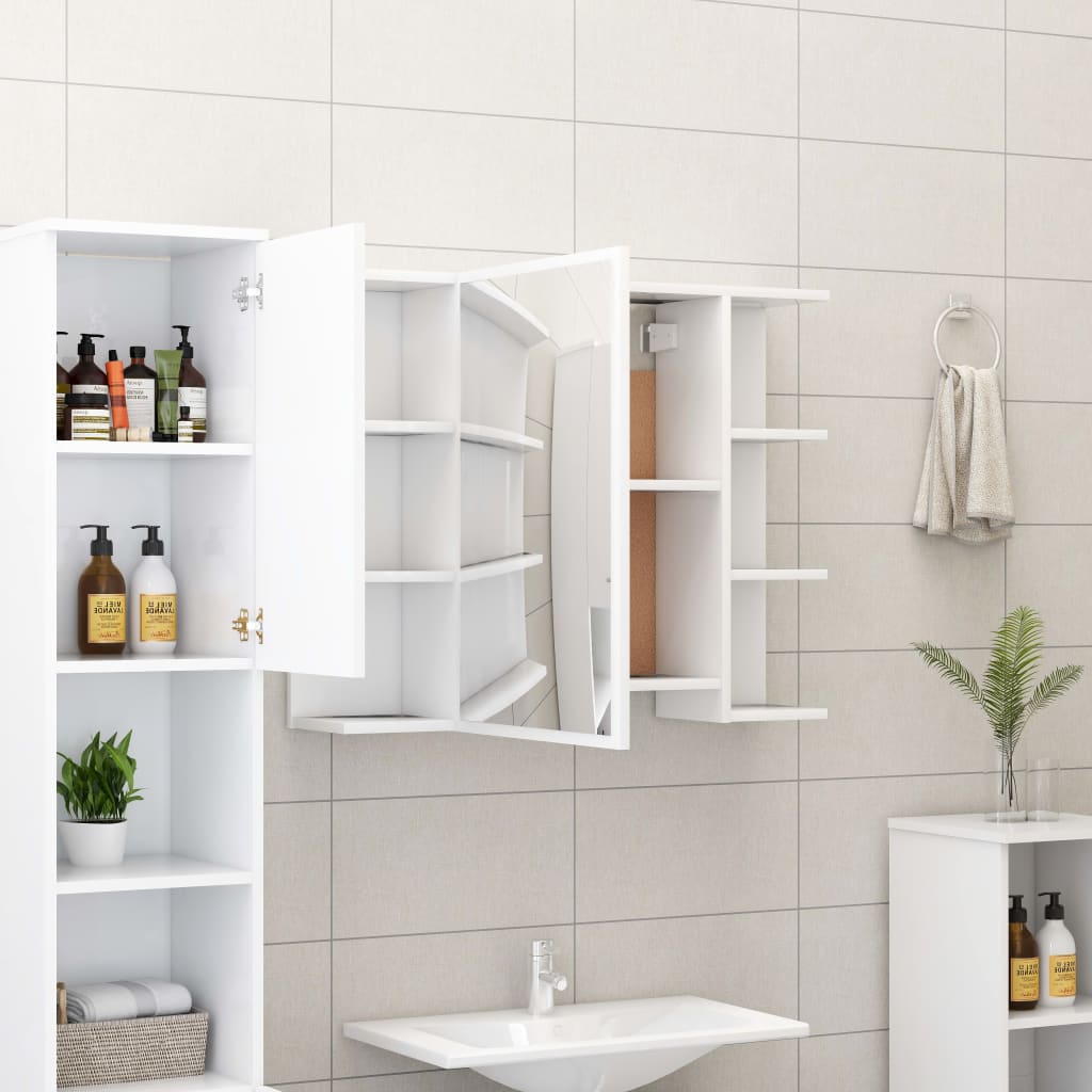 80x20.5x64 cm Agglomerate White Bagni Mirror